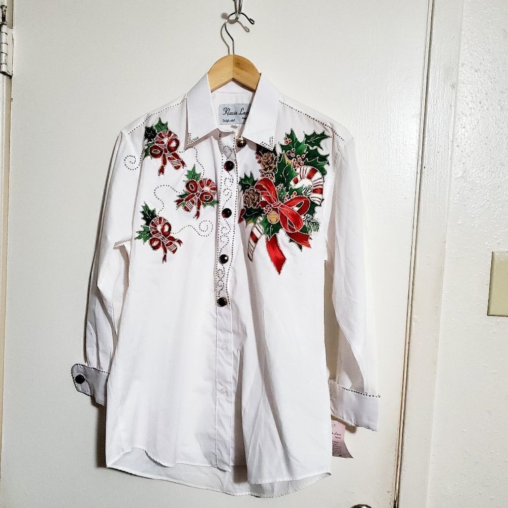 Klassie Lassie White Christmas Women's Shirt Size Small